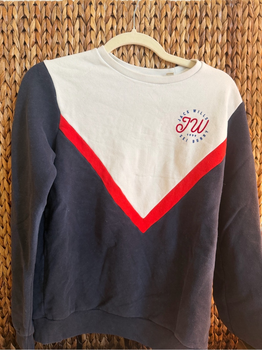 Jack Wills Navy, White & Red Chevron Crewneck Sweatshirt